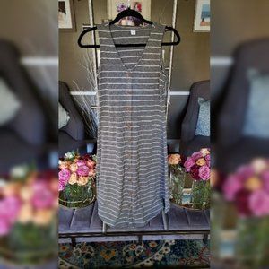 Gray Stripe Rib Knit Dress Sizes XS- L